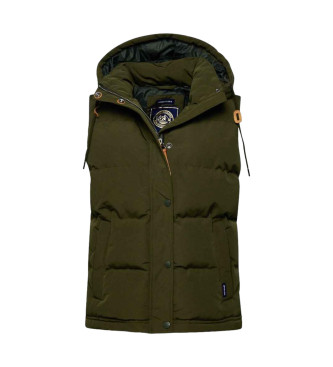 Superdry Chaleco acolchado con capucha Everest verde