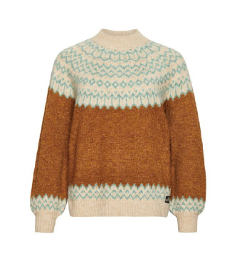 Superdry Locker sitzender gemusterter Strickpullover braun