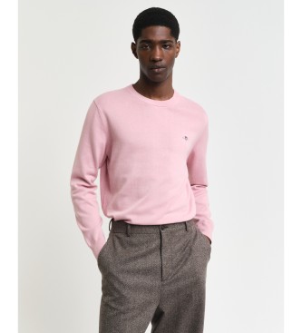 Gant Camisola clssica de algodo com gola redonda cor-de-rosa