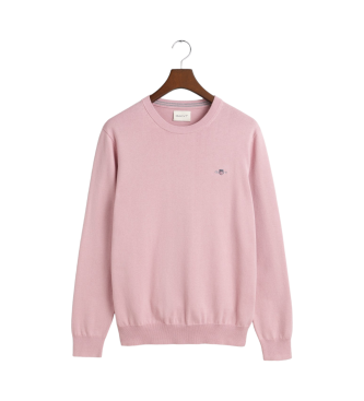 Gant Camisola clssica de algodo com gola redonda cor-de-rosa