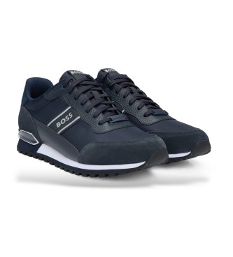 BOSS Parkour Runner leather trainers navy