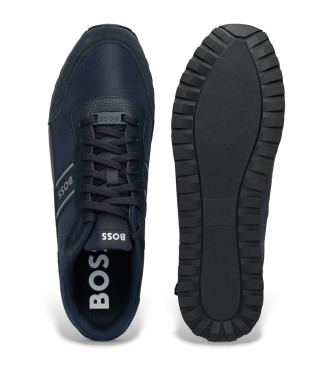 BOSS Parkour Runner leather trainers navy