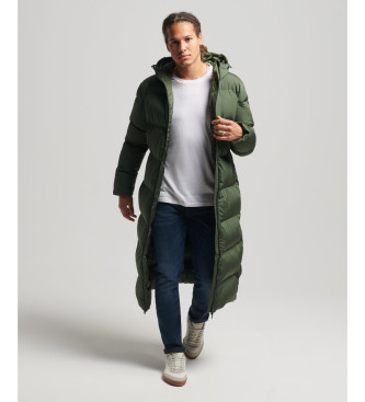 Superdry Extra lange gewatteerde jas groen