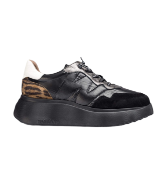 Wonders Lder Sneakers Roma svart