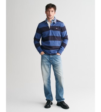 Gant Blue striped chambray polo shirt