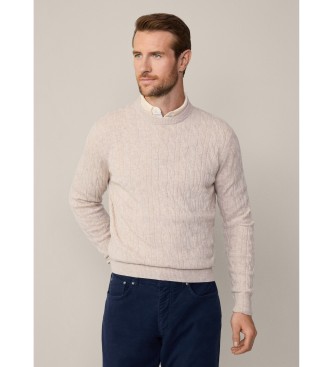 Hackett London Maglione girocollo Lw Cable bianco sporco