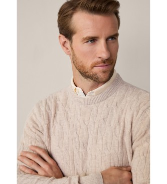 Hackett London Maglione girocollo Lw Cable bianco sporco