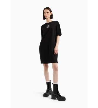 Armani Exchange ASV organic cotton monogrammed T-shirt dress black