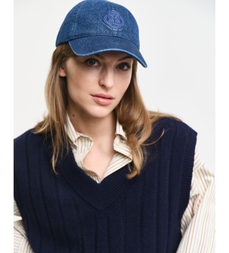 Gant Gilet in lana con scollo a V e ampia costa blu navy