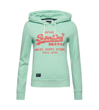 Superdry Fluor sweatshirt med Vintage Logo grn logotyp