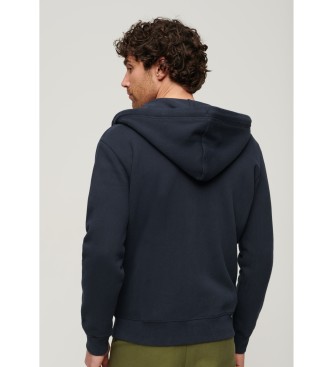 Superdry Mikina s kapuco, zadrgo in logotipom Essential Navy