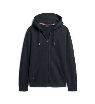 Superdry Mikina s kapuco, zadrgo in logotipom Essential Navy