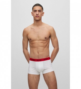 HUGO Confezione da 3 boxer elastici con cintura con logo in rosso, bianco e nero