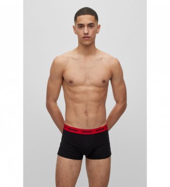 HUGO Confezione da 3 boxer elastici con cintura con logo in rosso, bianco e nero