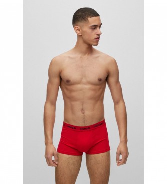 HUGO Confezione da 3 boxer elastici con cintura con logo in rosso, bianco e nero