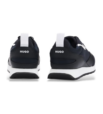 HUGO Materiaalmix sportschoenen met marine details