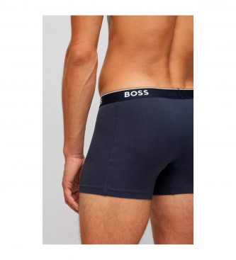 BOSS Lot de 3 boxers logo bleu. gris, marine, marine