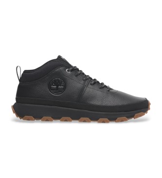 Timberland Winsor Trail Mid Lace Up Sneaker Chaussures en cuir pleine fleur noir