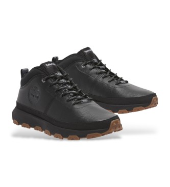 Timberland Winsor Trail Mid Lace Up Sneaker Chaussures en cuir pleine fleur noir