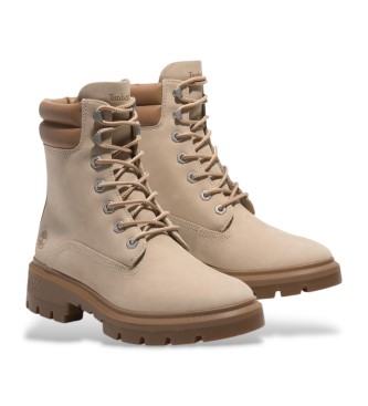 Timberland Botas de piel de media caa impermeables con cordones Cortina Valley beige claro  