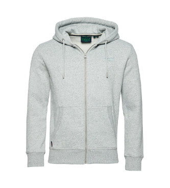 Superdry Felpa con cappuccio grigia con zip e logo Essential