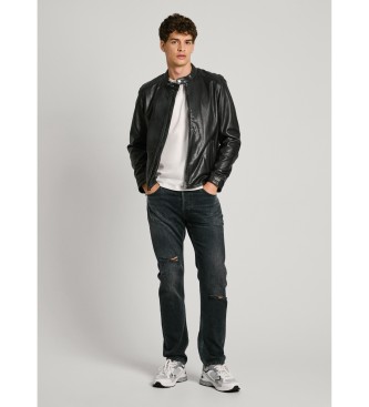 Pepe Jeans Casaco de pele para motoqueiros Tristan preto