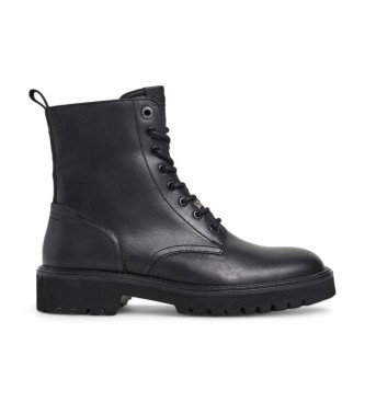 Pepe Jeans Stivaletti Durham Combat in pelle nera