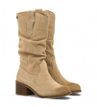 MTNG Bottes en cuir beige Frontier