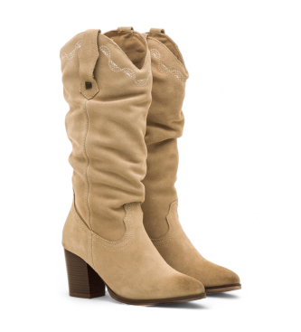 MTNG Bottes en cuir beige Jolie