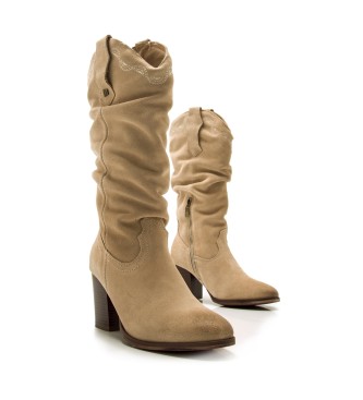 MTNG Bottes en cuir beige Jolie