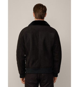 Hackett London Brązowa kurtka Bomber Shearling