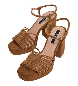 Pepe Jeans Sandals Lenny Life brown -Height heel 10cm