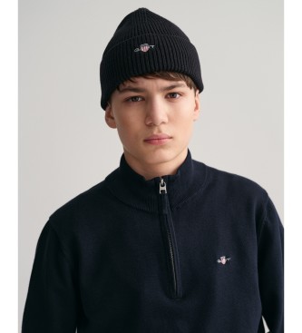 Gant Shield Teens Baumwollpulli mit halbem Reiverschluss navy