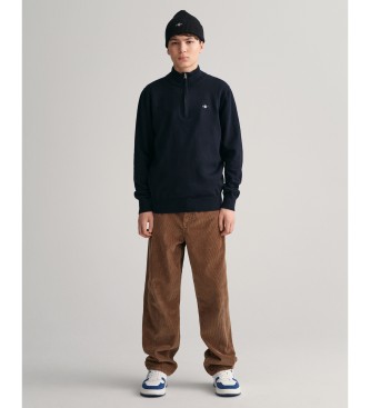 Gant Shield Teens Baumwollpulli mit halbem Reiverschluss navy