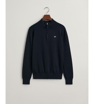 Gant Shield Teens Baumwollpulli mit halbem Reiverschluss navy