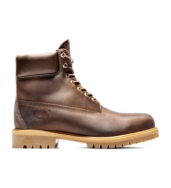 Timberland Vodoodporni usnjeni škornji z zapiranjem na vezalke 6 Inch Premium temno rjave barve  