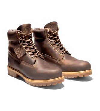 Timberland Vodoodporni usnjeni škornji z zapiranjem na vezalke 6 Inch Premium temno rjave barve  