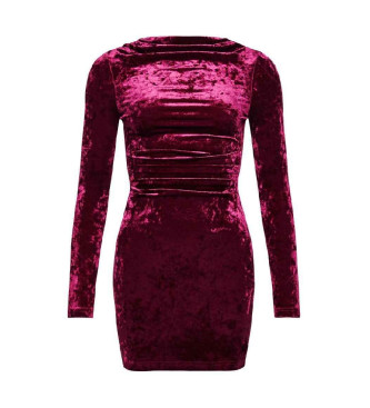 Superdry Long sleeve mini dress in pink velvet