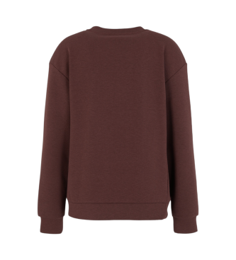 EA7 Sweat-shirt  col ras du cou Logo Series en coton mlang marron