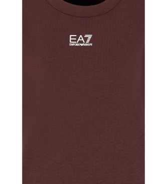 EA7 Logo Series sweatshirt med rund hals i brun bomuldsblanding