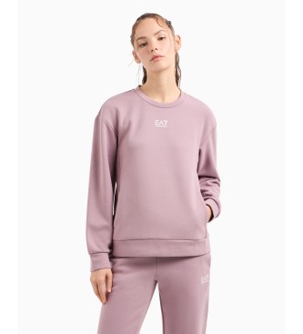 EA7 Logo Series Sweatshirt mit Rundhalsausschnitt aus rosa Baumwollmischung