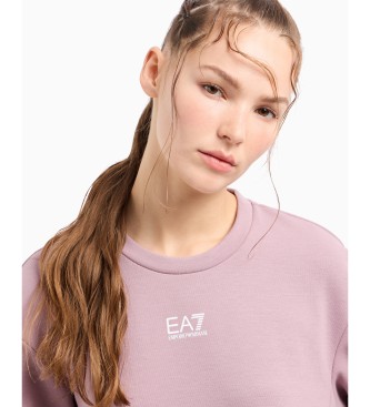 EA7 Logo Series Sweatshirt mit Rundhalsausschnitt aus rosa Baumwollmischung