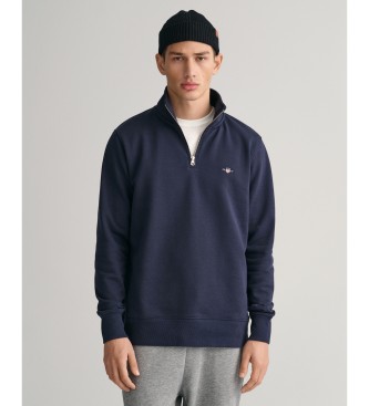 Gant Shield sweatshirt med halv lynls navy