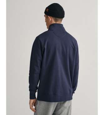 Gant Shield sweatshirt med halv lynls navy
