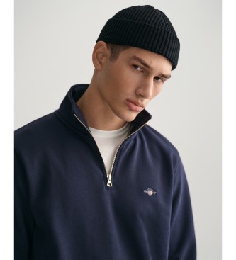 Gant Shield sweatshirt med halv lynls navy