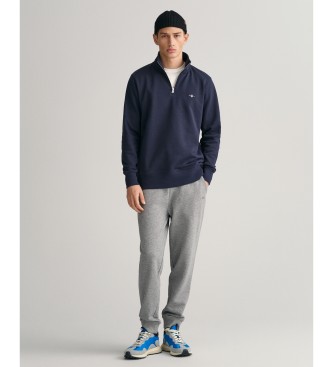 Gant Shield sweatshirt med halv lynls navy