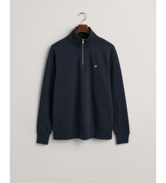 Gant Shield sweatshirt med halv lynls navy