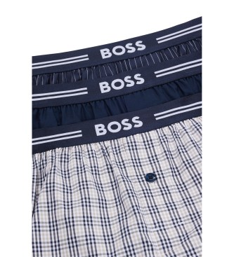 BOSS 3 pakker navy vvede boxershorts