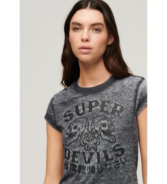 Superdry Retro Rocker majica s kratkimi rokavi sive barve