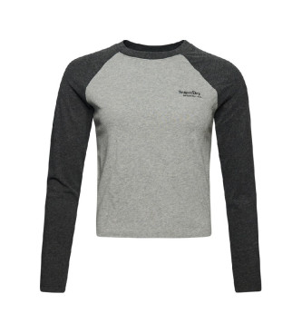 Superdry T-shirt de basebol com logtipo Cinzento essencial